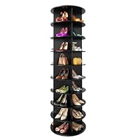 SpaceAid 9 Tier Rotating Shoe Rack Tower, Spinning Shoe Display Lazy Susan, Revolving 360 Shoe Rack Storage Round Carousel, Vertical Handbag Rotate Shoes Closet Organization (9-Tier Black)