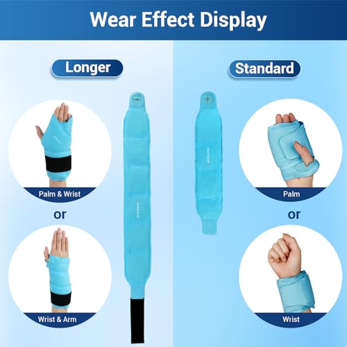 Image of Comfytemp 24.5 inch Extra Long Wrist Ice Pack Wrap for Carpal Tunnel Relief, FSA Eligible HSA, Reusable Gel Wrist Brace Hot Cold Compress for Hand Forearm Pain, Arthritis, Injuries, Recovery Item