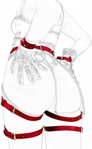 Punk Leather Body Belt Suspenders Lingerie Sets Gothic Belts with Handcuffs
