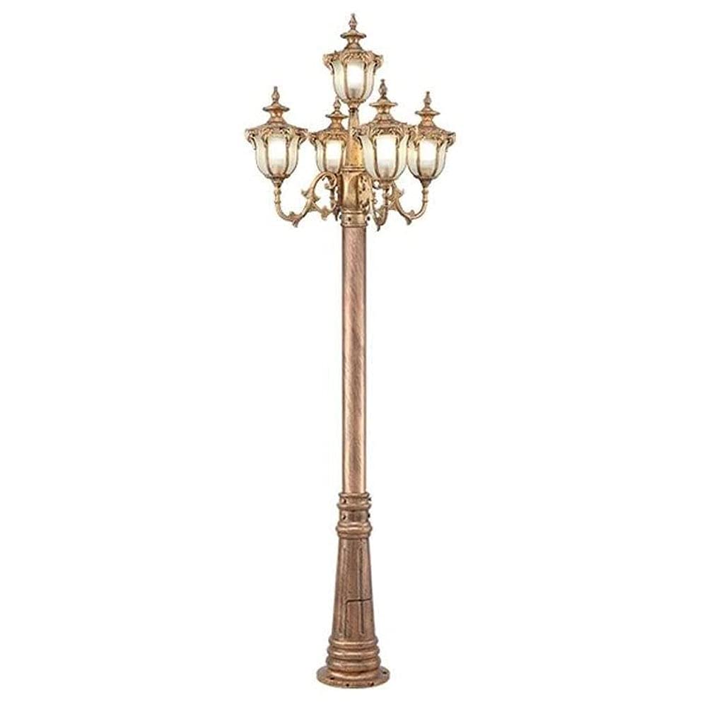 QUSYZD Strong Durable European 5-Lights Traditional Outdoor Floor Lamp Ip55 Waterproof Glass Garden Lawn Path Column Street Light E27 Vintage Landscape High Pole Lante,
