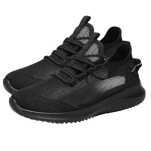 Zapatillas con plataforma para mujer, color blanco, para verano, para correr, para mujer, informales, de malla, transpirables, antideslizantes, cómodas, Negro , 36 EU