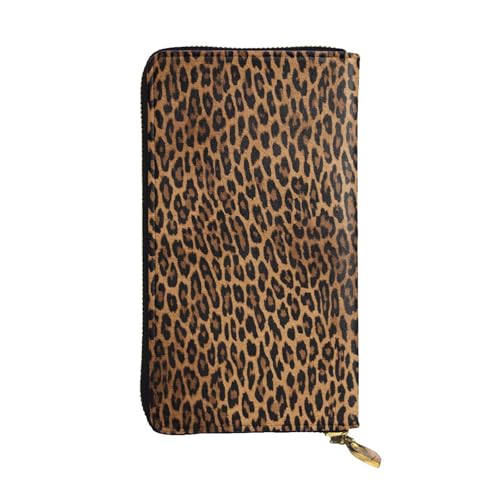 Leather Wallet for Women & girls, Fashion Long billfold Wallets, Durable Ladies purse for Daily, Leopard print ID card package, Slim Thin RFID Blocking Credit Card Wallets with Zipper Coin Pocket