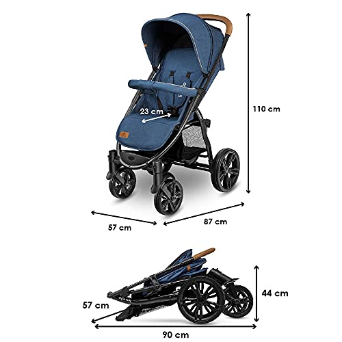 LIONELO Annet Plus Buggy bis 22 kg mit Liegefunktion, Kinderwagen klein zusammenklappbar mit Zubehör, Eva-Schaum-Räder, Moskitonetz, Fußdecke Getränkehalter, Korb