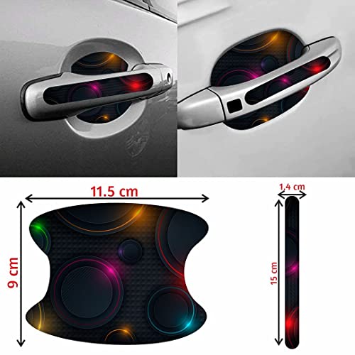 Image of CVANU Car Door Handle & Door Bowl Pack of 8 Anti-Scratch Guard Protective Cover Pink-Black Self-Adhesive Vinyl Sticker Cv6
