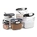 ProKeeper+ 9-Piece Airtight Food Storage Container Set – Clear Plastic Flour and Sugar Canister Set with Magnetic Accessories for Kitchen Organization (Grey, 9-Piece)