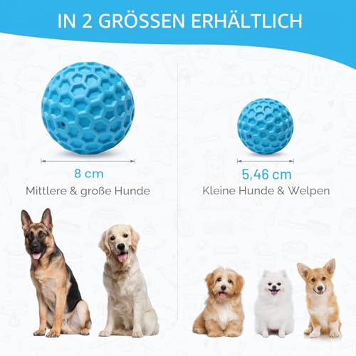 Nobleza Hundeball, Unzerstörbar Hundespielzeug Ball aus Naturkautschuk, Quietschend Interaktives Kauspielzeug, Robuster Hunde Ball, Squeaky Dog Balls, Ø 8cm