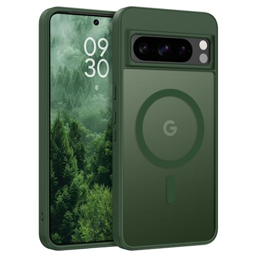 YINLAI für Google Pixel 8 Pro Hülle Kompatibel mit MagSafe Handyhülle Pixel 8 Pro Magnetisch Cover Case Translucent Matt Stoßfest Schutzhülle für Google Pixel 8 Pro 6.7 Grün