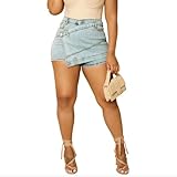 Photo Gallery htd pantaloncini da donna in denim asimmetrico con tasche, azzurro chiaro, l Photo Gallery htd pantaloncini da donna in denim asimmetrico con tasche, azzurro chiaro, l
