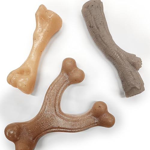 Image of Nylabone Strong Chew Gourmet Style Dog Chew Toy Bundle, Small, 3 Count | Bacon, peanut butter, and chicken flavor, variety of shapes, durable chew toys, long lasting, for dogs up to 25 lbs
