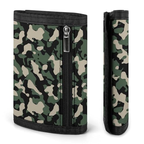 Dark Green Camo Print Wallet for Men, 8 Credit Card Holder Slim Minimalist Front Pocket Small Mens Bifold Wallets2