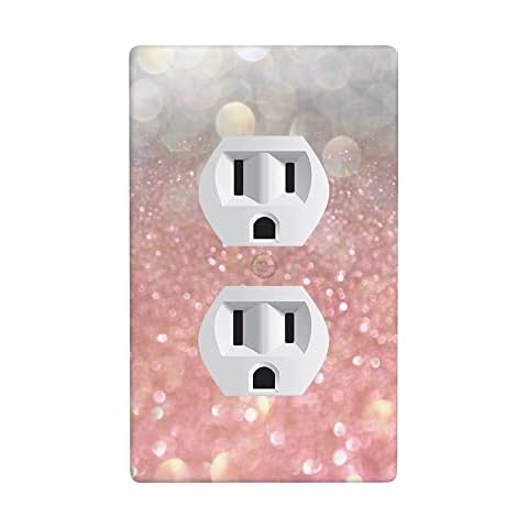 Glitter White Silver and Pink Wall Plates Kit, Electrical Outlet Covers, Standard Size 1-Gang 4.50" x 2.76", Unbreakable Polycarbonate Thermoplastic, Electric Receptacle Plug Covers Cover