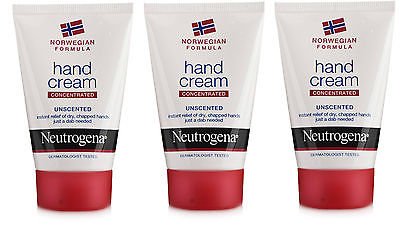 3 x NEUTROGENA NORWEGIAN FORMULA UNSCENTED HAND CREAM 50ml - TRAVEL SIZE