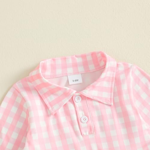 Baby Girl Tennis Romper Dress Long Sleeve Bubble Romper Plaid A Line Polo Skirt Bodysuit Dress Athletic Fall Outfit4