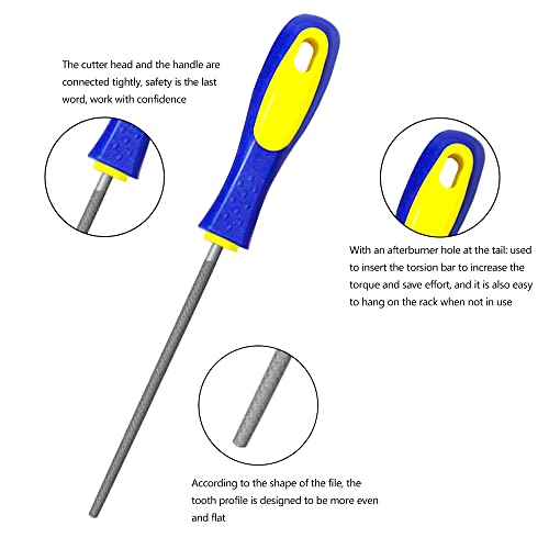 Kalim 6 Inch Round Hand File With High Carbon Hardened Steel, Ergonomic Grip, Plastic Non-Slip Handle, Suitable For Wood, Plastic, Metal, Model, 3D-Print, Etc. #TOP2