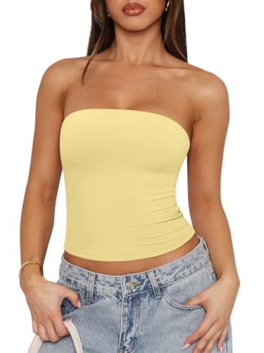 Tube Tops Double Lined Non Slip Silicone Gripper 28 tube tops - pastel yellow