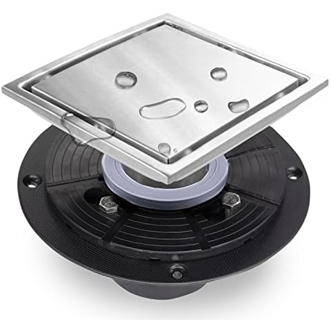 Quadratischer Duschablauf, 15,2 cm, 304 Edelstahl, Haarfänger, Duschablauf mit abnehmbarem Deckel, verdickter Flanschabfluss für Badezimmer, Küche, Garage Cover