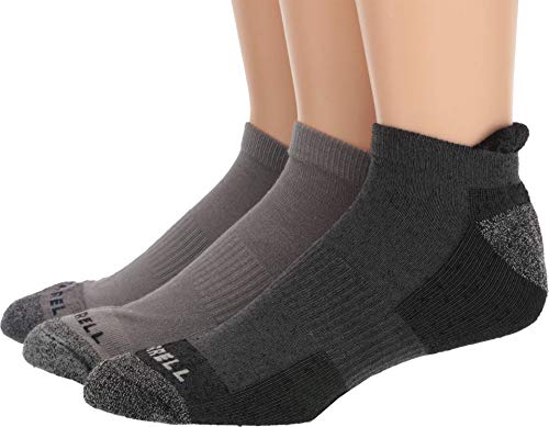 Merrell Acrylic Wool Blend Hiker Low Cut Tab Socks 3 Pair, Charcoal Black Assorted, MD/LG (US Men's 10-13)