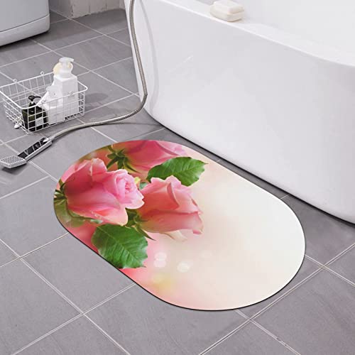 Tapis de douche antidérapant à séchage rapide motif roses roses