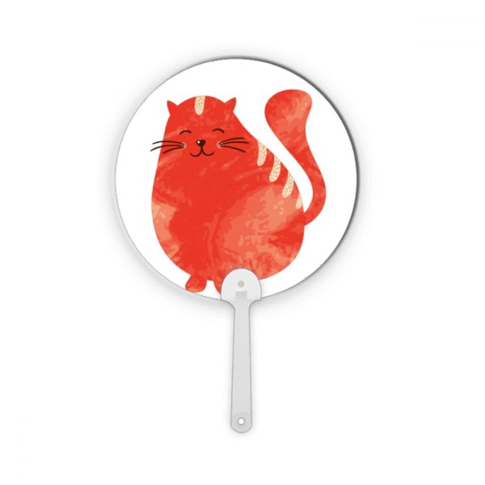 Éventail Rond Chat Orange en Plastique Décoration Aquarelle Artisanale