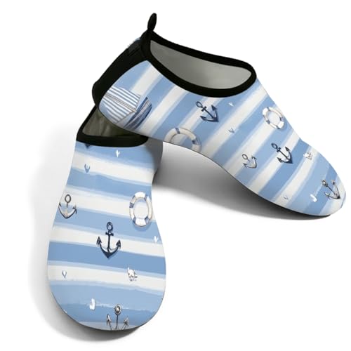 Zapatos acuáticos de secado rápido antideslizantes con estampado de ancla náutica