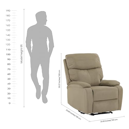 Image of Royaloak Nova Fabric Recliner Single Seater | High Back Tufted Design Microfiber | Pillow Top Armrest | Pocket Springs | Manual Reclining Chair with Metal Frame Support