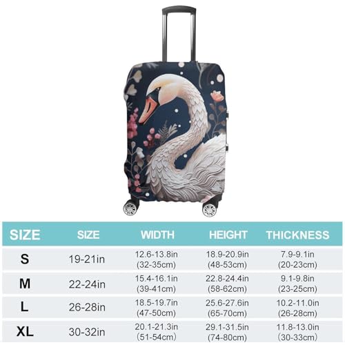 Floral Swan Elastic Luggage Cover Suitcase Protector for 19-32 Inch Suitcases | Universal Stretchable Travel Bag Cover | Anti-Scratch, Washable with Zipper Closure S2