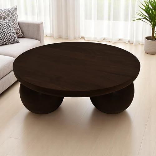 The Attic Lutzz Coffee Table, Coffee Table for Living Room, Solid Wood Centre Table, Walnut Matte Finish