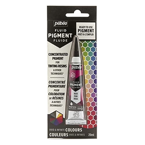 Pebeo Fluid Liquid Pigment Concentrate Resin-Mixable Colours-Opaque or Transparent Effect-Natural Origin-Pink-20 ml