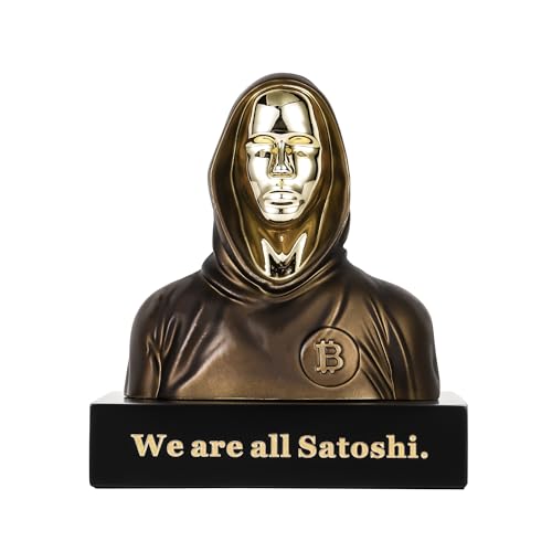Handmade 4" BTC Satoshi Nakamoto Sculpture Figure Resin Bitcoin Statue Bronze Finish Desk Ornaments for Bitcoiners - Image 4