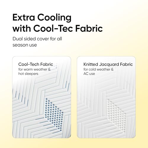 Image of Frido Cooling Mattress Topper Queen Bed Size 78X60X2 Inch | Reversible Cool-Tec & Knitted Fabric Cover with Soft & Supportive | Mattress Topper for Back Pain & Neck Pain | 10x Sleep Comfort