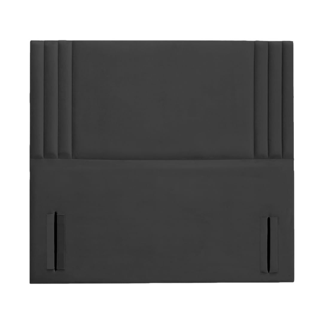 Divan Bed Floor Standing Headboard Rio Plush Velvet 50" Height Padded Lined Headboard (Black, 5ft Kingsize)