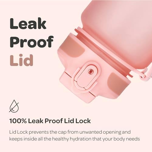 Hydracy Water Bottle with Times to Drink & Straw - Large 32 Oz BPA Free Motivational Water Bottle & No Sweat Sleeve -Leak Proof Gym Bottle with Time Marker - Ideal for Fitness, Sports & Outdoors