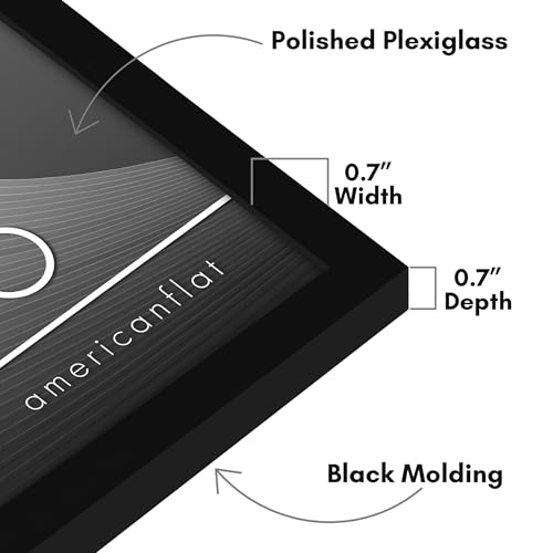 Americanflat 15x15 Picture Frame with Polished Plexiglass - Streamline Collection - Thin Border Square Frame for Wall Display - Hanging Hardware Included - Black