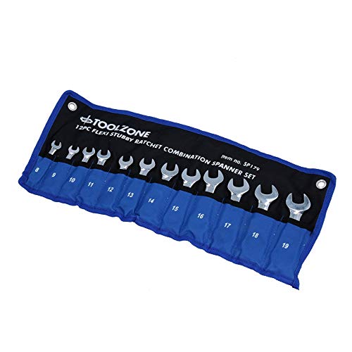 12pc Metric Stubby Flexible Ratchet Combination Spanner Set 8mm â€“ 19mm