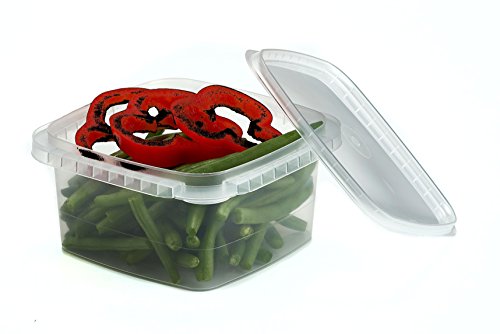 Decony 32 oz 25 Pc. Square Clear Deli Containers with Lids Disposable BPA Free Square Plastic Food Storage Containers with Lids Airtight for Meal Prep Take Out Kitchen