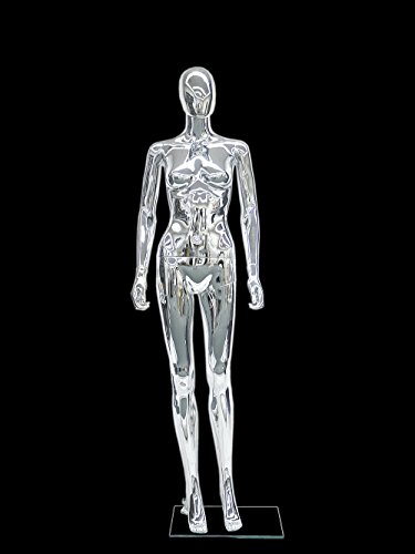 Female Chrome Mannequin - Female Full Body Chrome Mannequin w/Removable Head (#PS-SF6SCEG)