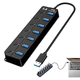 Transferts haut débit 5 Gbit/s : Le boîtier Hub USB 3.0 prend en charge le protocole USB 3.0, permettant un transfert rapide des fichiers volumineux tels que les films haute définition, tout en maintenant une connexion stable même avec plusieurs périphériques connectés.