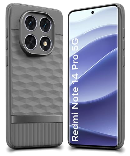 Image of WOW IMAGINE Back Cover for Redmi Note 14 Pro 5G | Poco X7 5G with Hexa Cube Design | Ultra Slim Soft Rubberised Case | Inner Velvet Fabric | Silicone Flexible Mobile Case | Camera Protection - Grey
