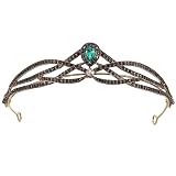 Beaupretty Baroque Crown Headband Wedding Bridal Crystal Crown Gemstone Tiara for Women Girls Halloween Birthday Party Supplies Green