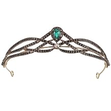 Beaupretty Baroque Crown Headband Wedding Bridal Crystal Crown Gemstone Tiara for Women Girls Halloween Birthday Party Supplies Green