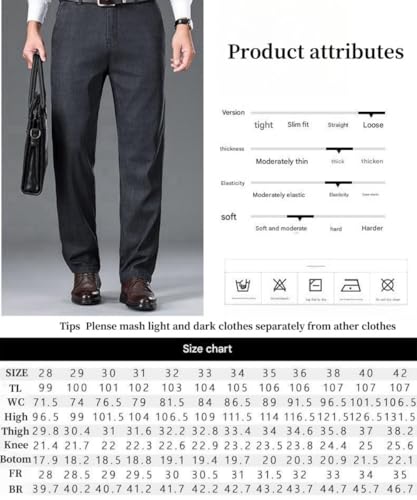 Jett Jeans for Older Men, Classic Men's Solid Elastic Waist Wide Leg Jeans, Relaxed fit, Pocket Zip and Button2