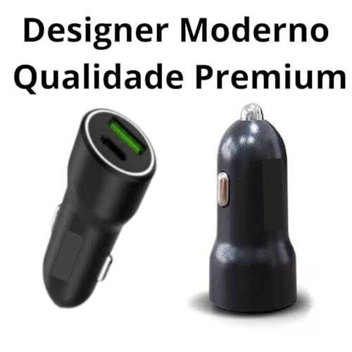 Carregador Veicular Universal 38w Turbo Com 2 Entradas 1 Usb e 1 Tipo C Acompanha Cabo Tipo C Carreg
