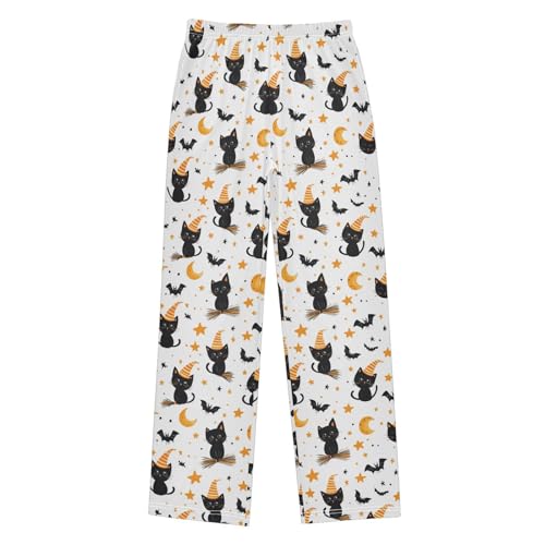 Black Bat Cat Orange Star Boys Pants for Kids Jogger Pants with Pockets S