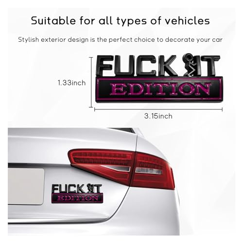 Image of Dickno Fuck It Edition Emblem for Car, Auto Fender Bumper Decoration Stickers, Vehicle 3D Side Fender Rear Trunk Decal Badge, Universal Exterior Accessories for Car Truck SUV (Black Rose)