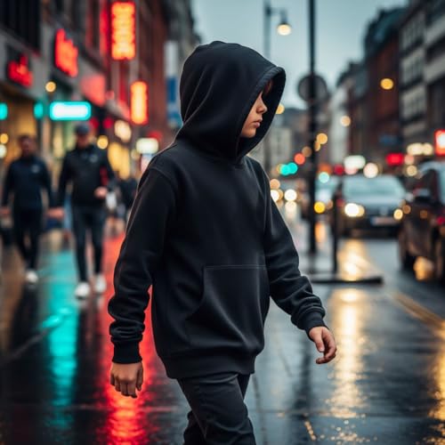 Image of Khakey Kids Boys Black Graphic Printed Hooded Sweatshirt|Trending Hoodie for Boys|Black Color|Panda Print|Winter Wear Print
