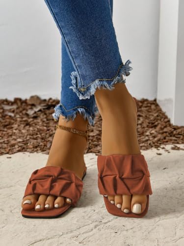 Image of GORGLITTER Women's Summer Cute Flat Sandals Dress Slide Sandals Square Toe Wedding Shoes Vacation Trendy Sandals 2026