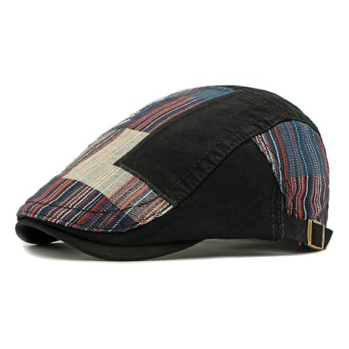 Image of Cotton Newsboy Cap,Breathable Ivy Gatsby Cabbie Beret Hat for Men's Women Driving Hunting Golf