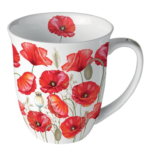 Ambiente Mug coquelicots en porcelaine fine 400 ml