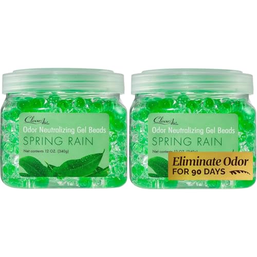 Clear Air Odor Eliminator Gel - 12 oz, Pack of 2 - Air Freshener Made with Essential Oils - Eliminates Odors in Bathrooms, Cars, Boats, RVs & Pet Areas - Spring Rain Scent