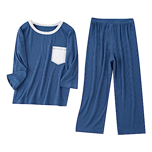 Kids 𝐏ajama Sets 2-Piece Boys Girls Toddler 𝐒𝐥𝐞𝐞𝐩wear Long Sleeve Top & Pants with Pocket, Soft Cotton 𝐏JS Outfit